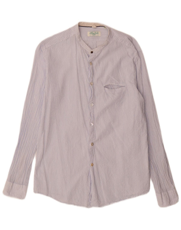 Alley Docks Mens Shirt Large Blue Pinstripe Cotton