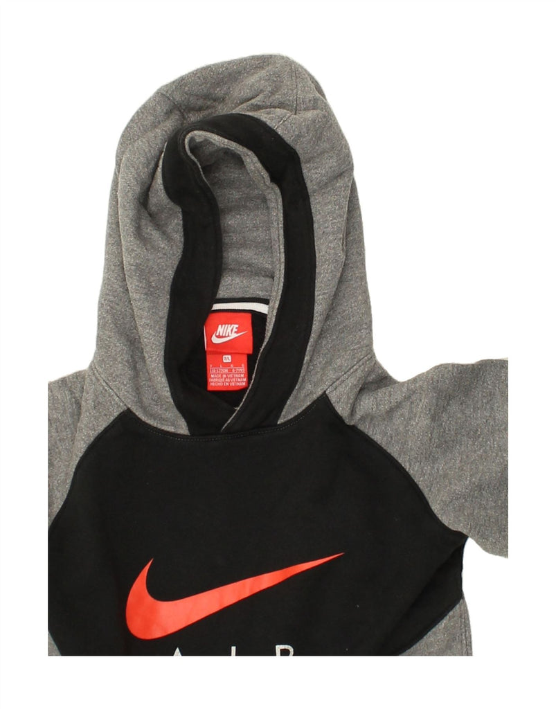 NIKE Boys Graphic Hoodie Jumper 6-7 Years Large Grey Colourblock Cotton | Vintage Nike | Thrift | Second-Hand Nike | Used Clothing | Messina Hembry 