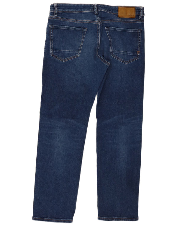 Hugo Boss Mens Maine Regular Fit Straight Jeans W33 L30 Blue Cotton