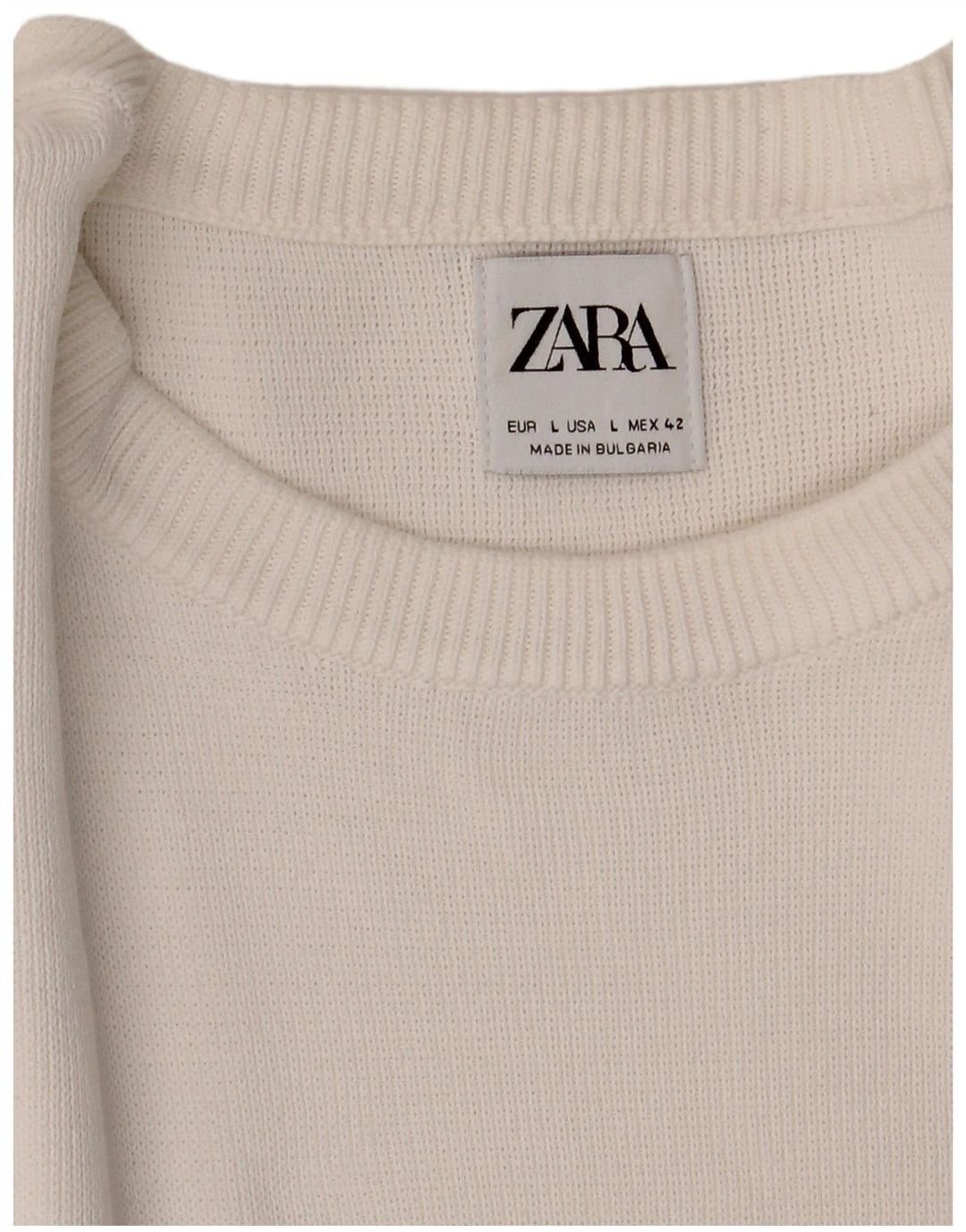 Zara Mens Crew Neck Jumper Sweater Large White