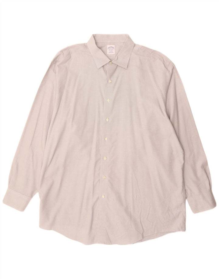 Brooks Brothers Mens Shirt Size 18 1/2 2XL Grey Cotton