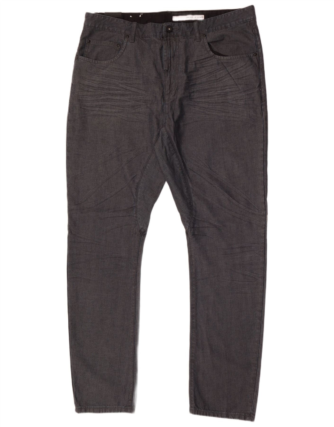 Dkny Mens Slim Casual Trousers W38 L33 Grey Cotton