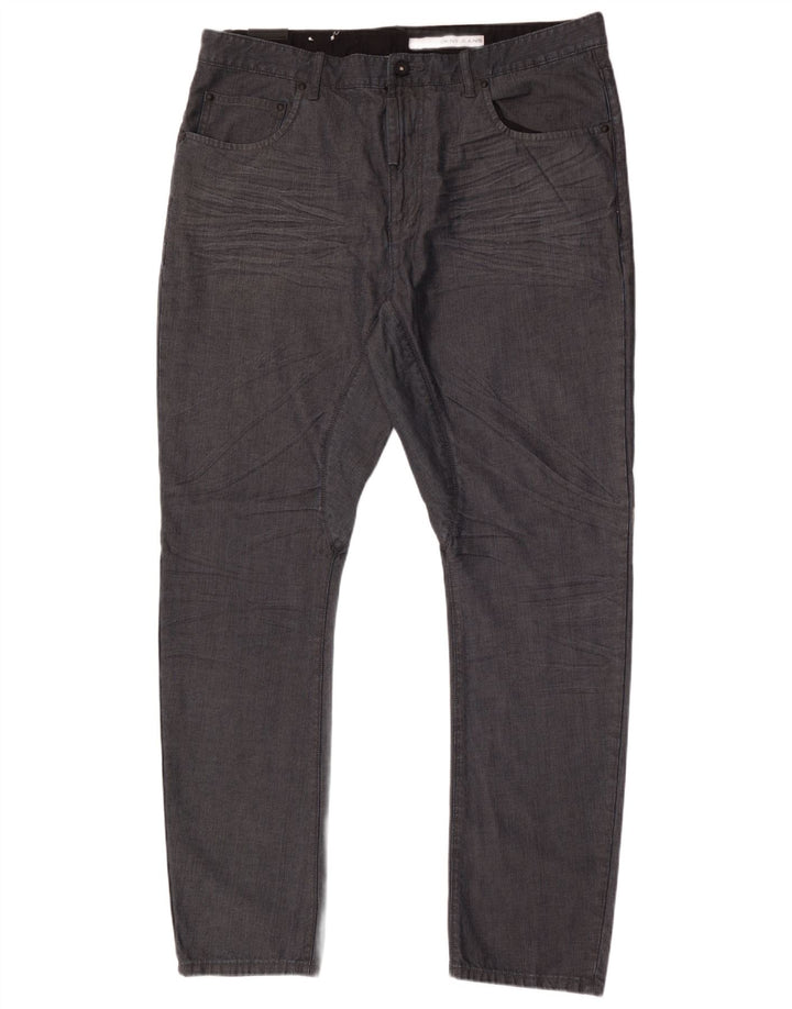 Dkny Mens Slim Casual Trousers W38 L33 Grey Cotton
