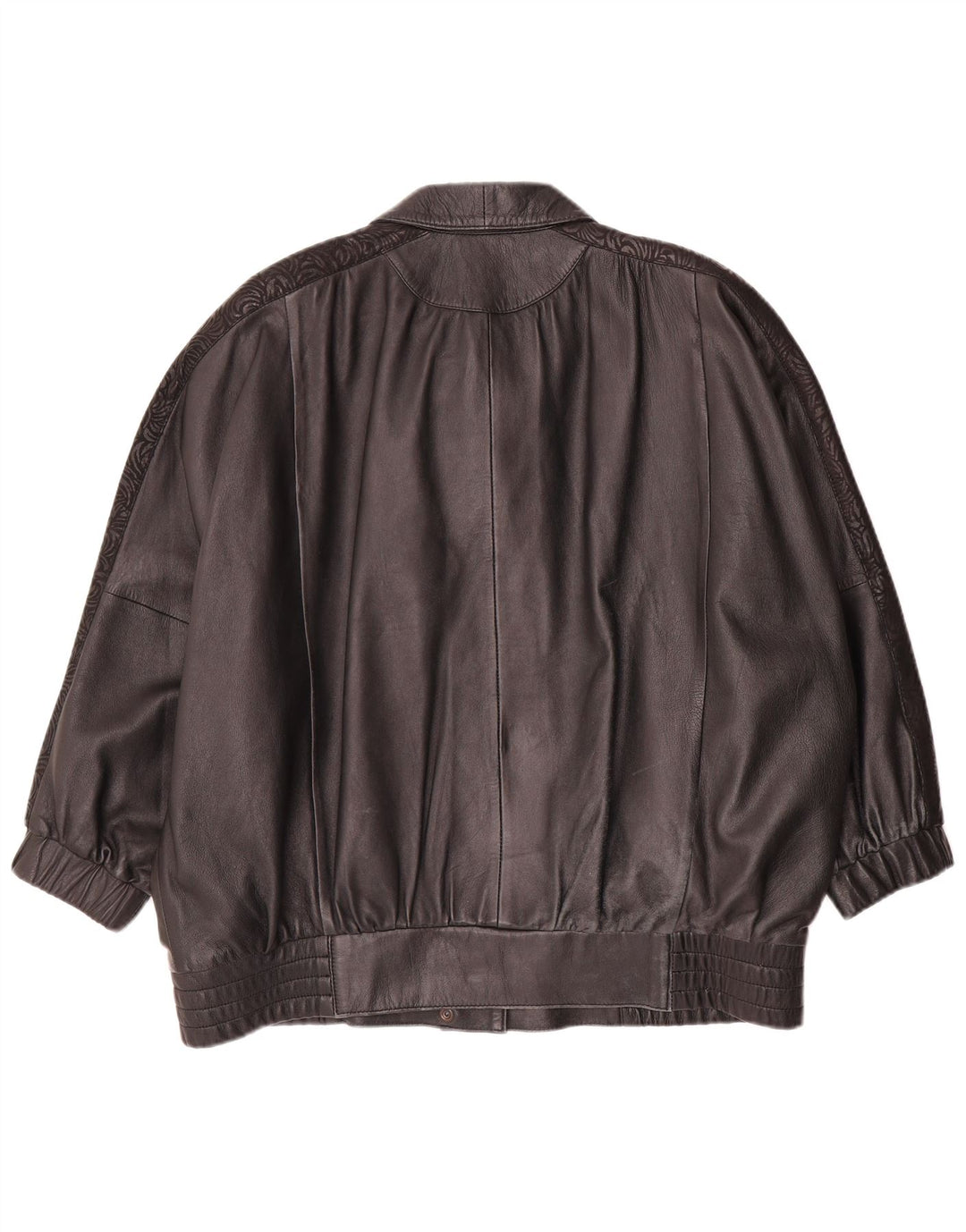 Vintage Womens Oversized Leather Jacket IT 42 Medium Black Geometric