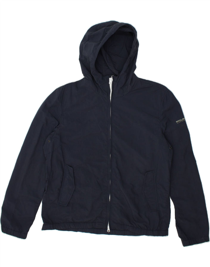 WOOLRICH Mens Hooded Rain Jacket UK 42 XL Navy Blue Nylon Vintage Woolrich and Second-Hand Woolrich from Messina Hembry 