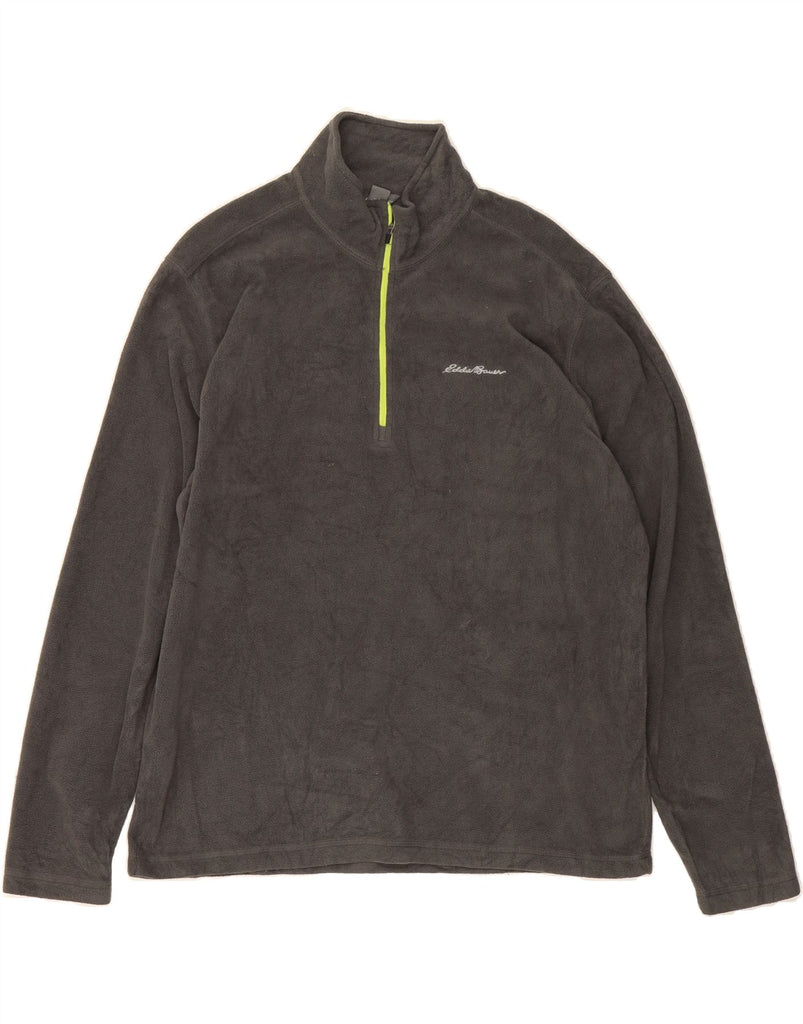 EDDIE BAUER Mens Zip Neck Fleece Jumper Large Grey Polyester Vintage Eddie Bauer and Second-Hand Eddie Bauer from Messina Hembry 