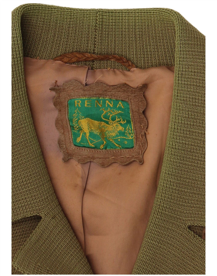 Renna Mens Knit Suede Jacket UK 38 Medium Khaki