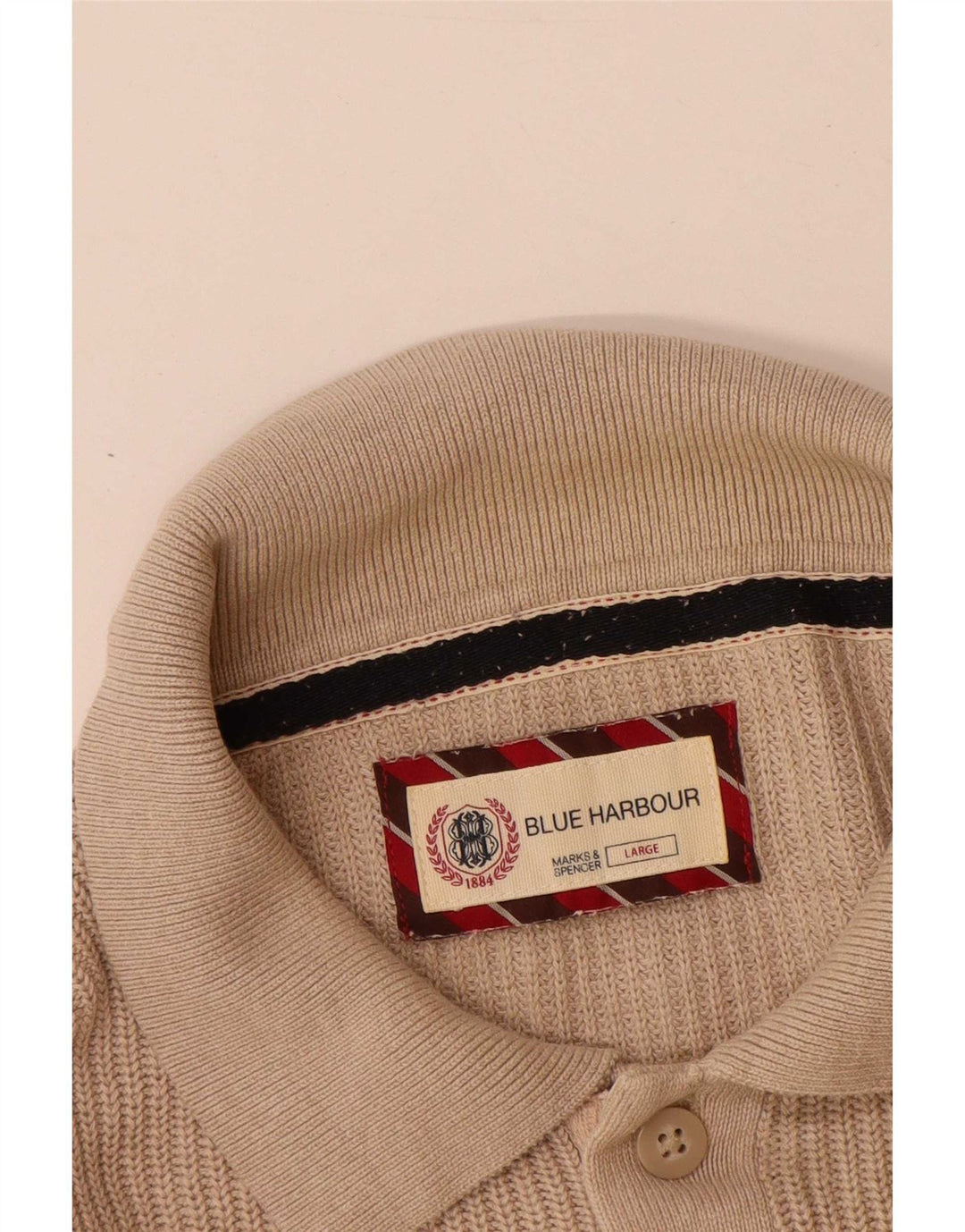 Marks & Spencer Mens Blue Harbour Polo Neck Jumper Sweater Large Beige