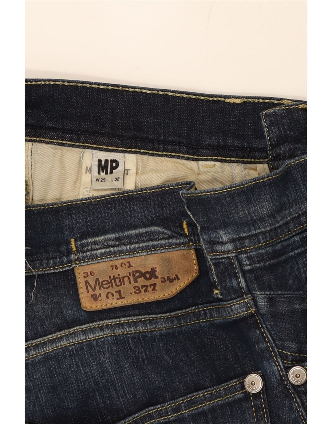 MELTIN' POT Womens Slim Jeans W29 L32 Navy Blue Cotton Vintage Meltin' Pot and Second-Hand Meltin' Pot from Messina Hembry 