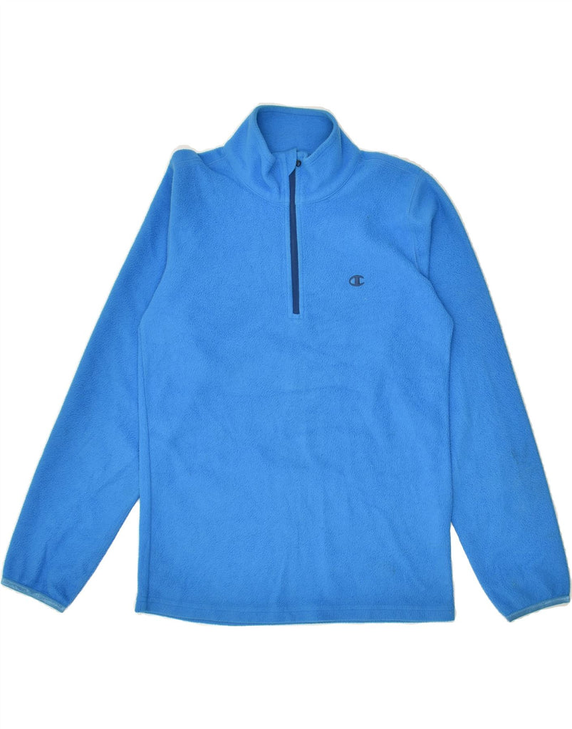 CHAMPION Boys Zip Neck Fleece Jumper 11-12 Years Large Blue Polyester | Vintage Champion | Thrift | Second-Hand Champion | Used Clothing | Messina Hembry 