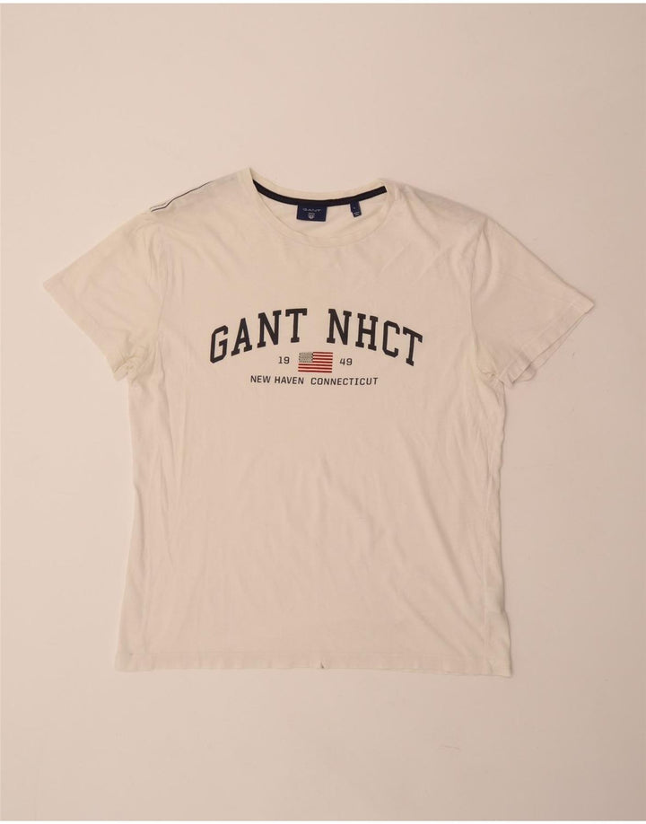 GANT Mens Graphic T-Shirt Top Large White Cotton