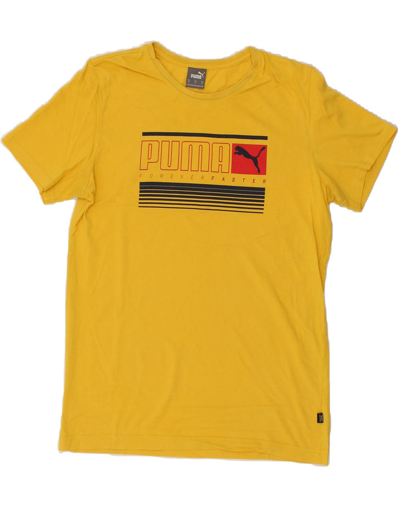 PUMA Mens Graphic T-Shirt Top Medium Yellow | Vintage Puma | Thrift | Second-Hand Puma | Used Clothing | Messina Hembry 