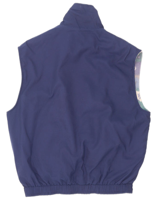 Vintage Mens Reversible Fleece Gilet UK 42 XL Blue