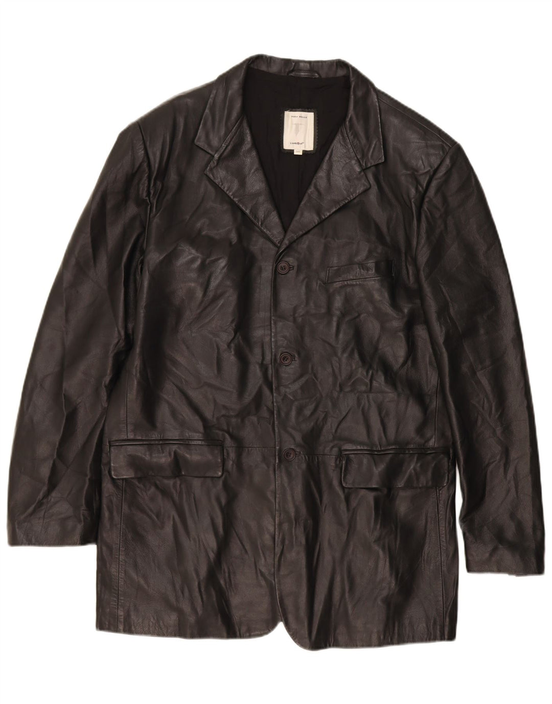 CONBIPEL Mens Leather Coat UK 40 Large Black Leather
