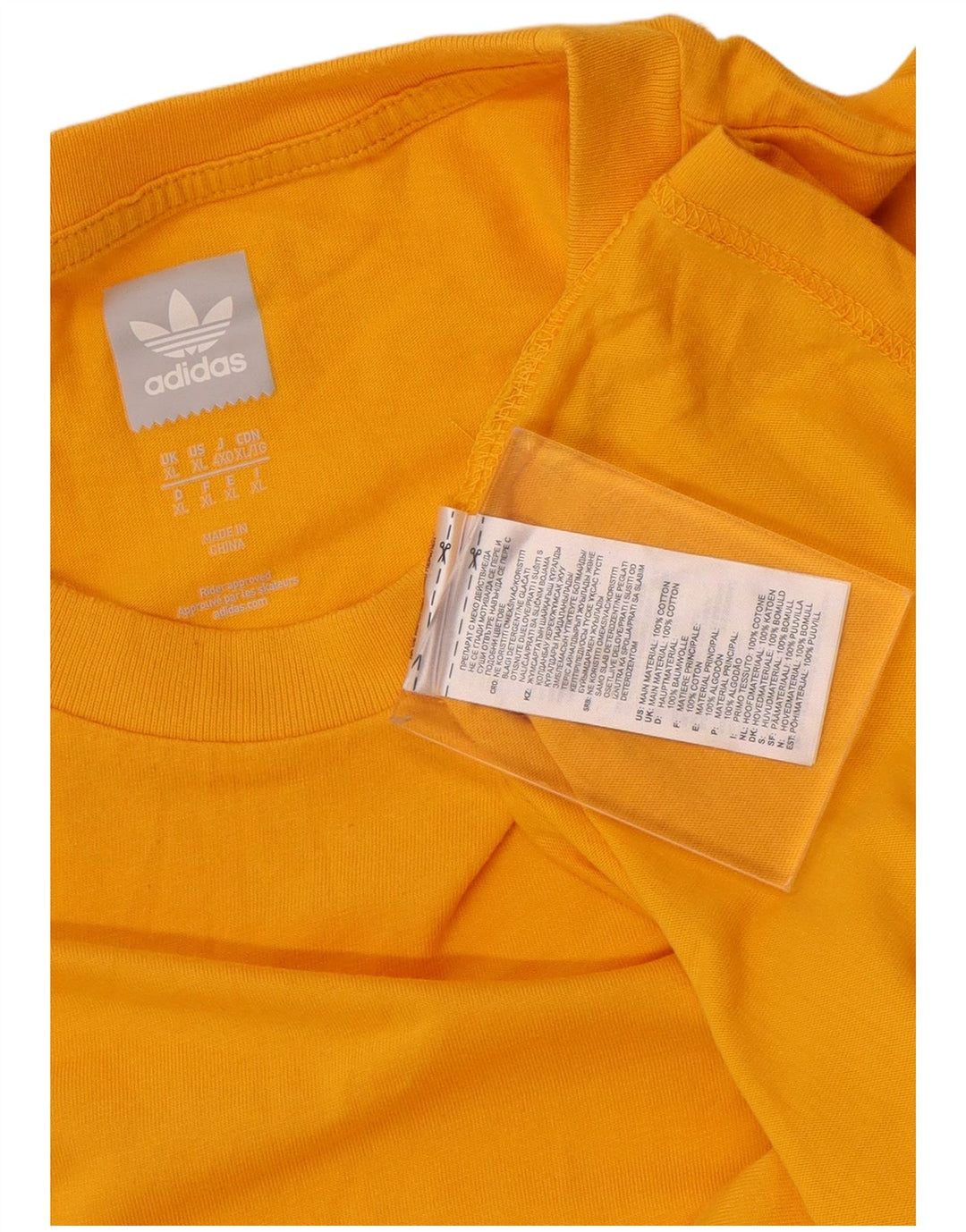 Adidas Mens T-Shirt Top XL Yellow Cotton