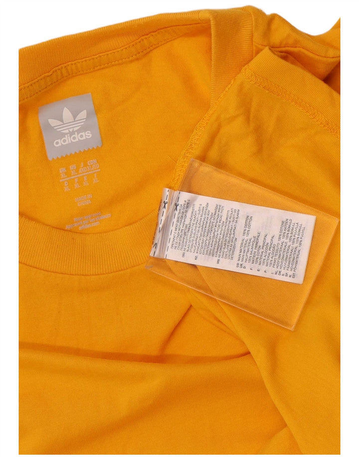 Adidas Mens T-Shirt Top XL Yellow Cotton