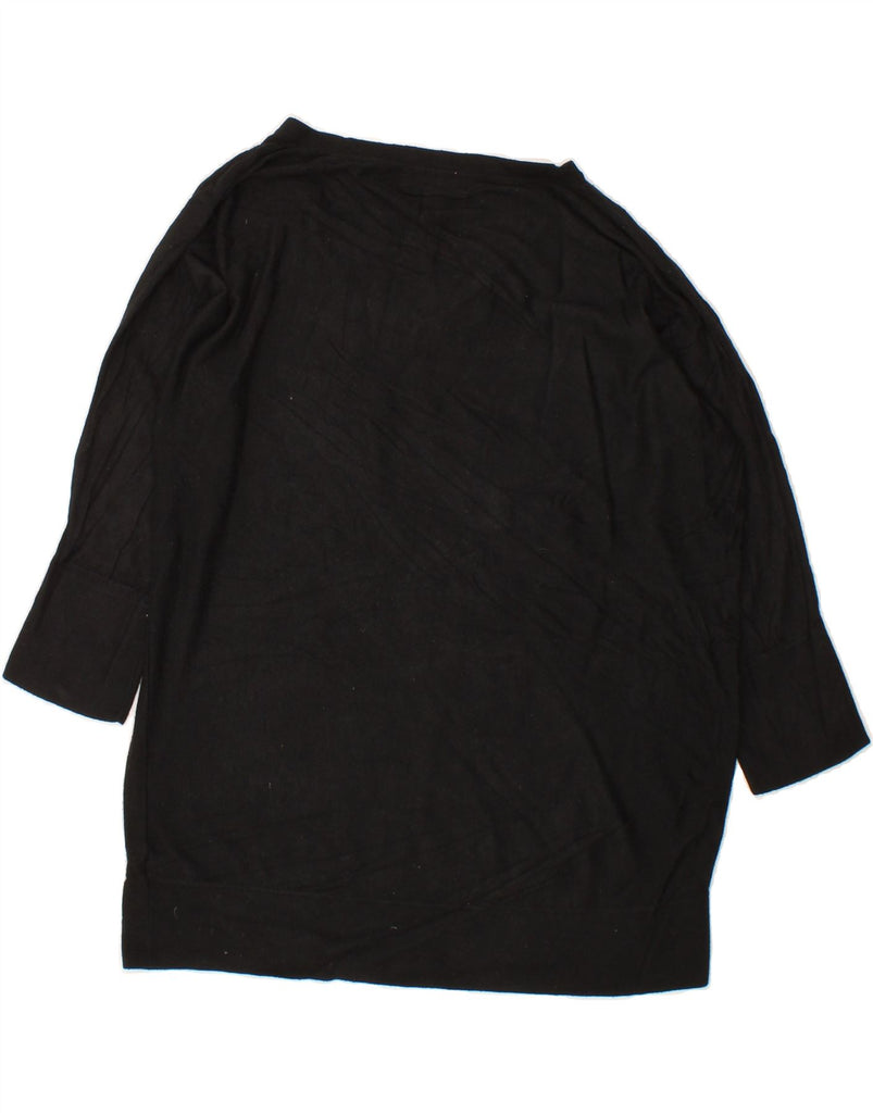 MOSSIMO Womens Longline V-Neck Jumper Sweater UK 16 Large Black Nylon Vintage Mossimo and Second-Hand Mossimo from Messina Hembry 
