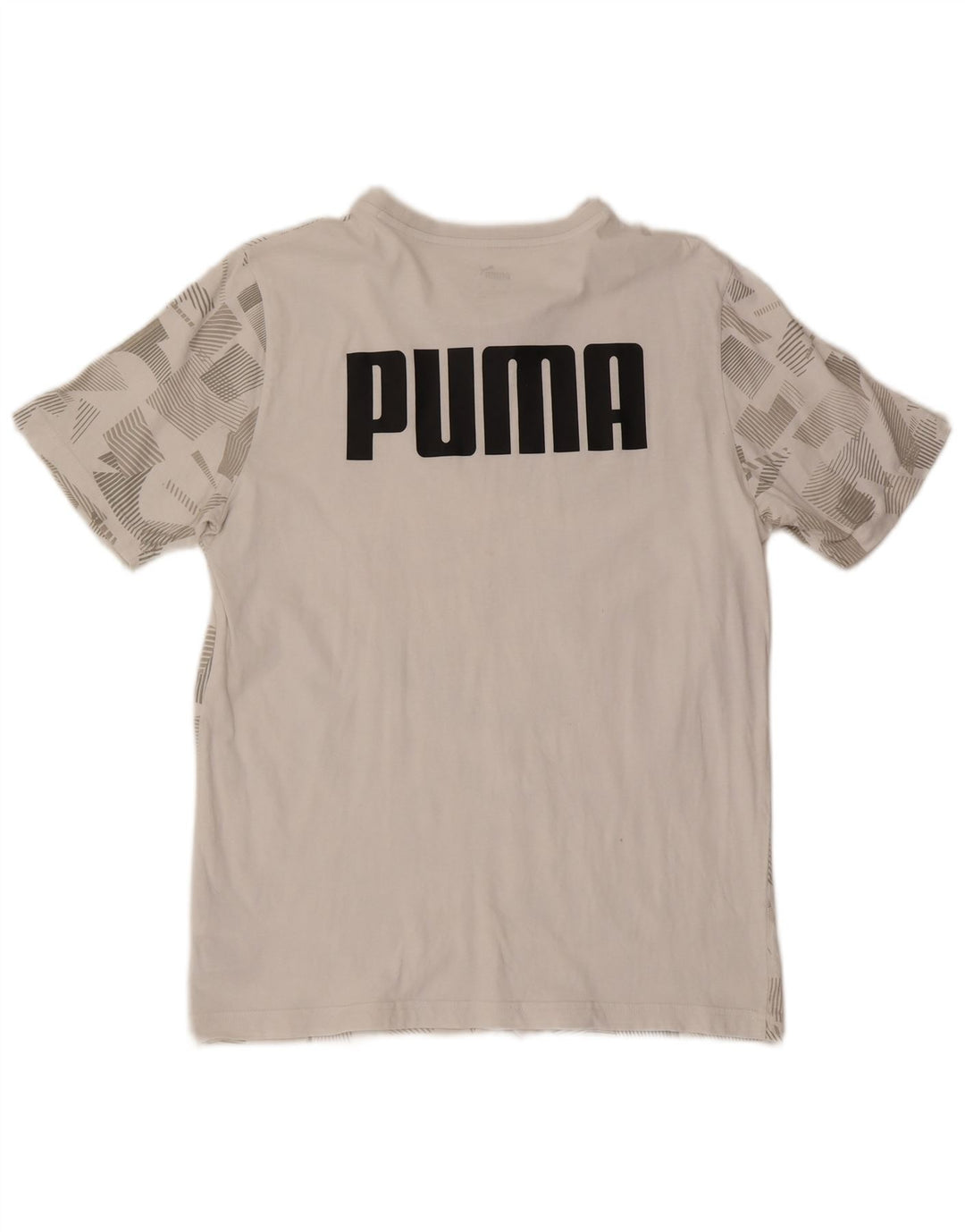 Puma Mens Graphic T-Shirt Top Medium White Geometric Cotton