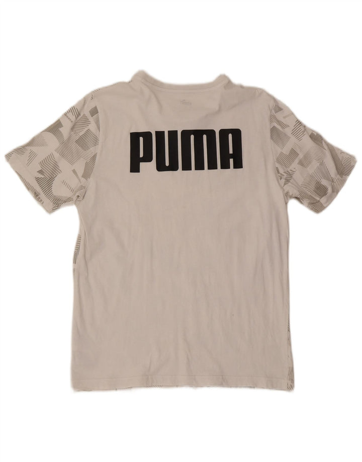 Puma Mens Graphic T-Shirt Top Medium White Geometric Cotton