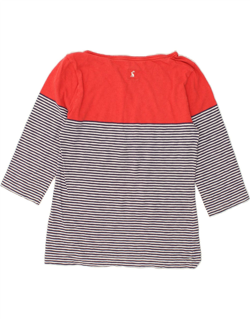 JOULES Womens Top 3/4 Sleeve UK 14 Large Navy Blue Striped Cotton | Vintage Joules | Thrift | Second-Hand Joules | Used Clothing | Messina Hembry 