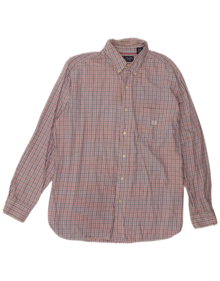 Chaps Mens Flannel Shirt XL Red Check Cotton