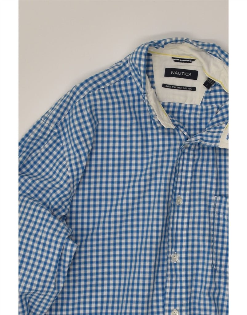 NAUTICA Mens 80'S Two Ply Shirt Large Blue Check Cotton | Vintage Nautica | Thrift | Second-Hand Nautica | Used Clothing | Messina Hembry 