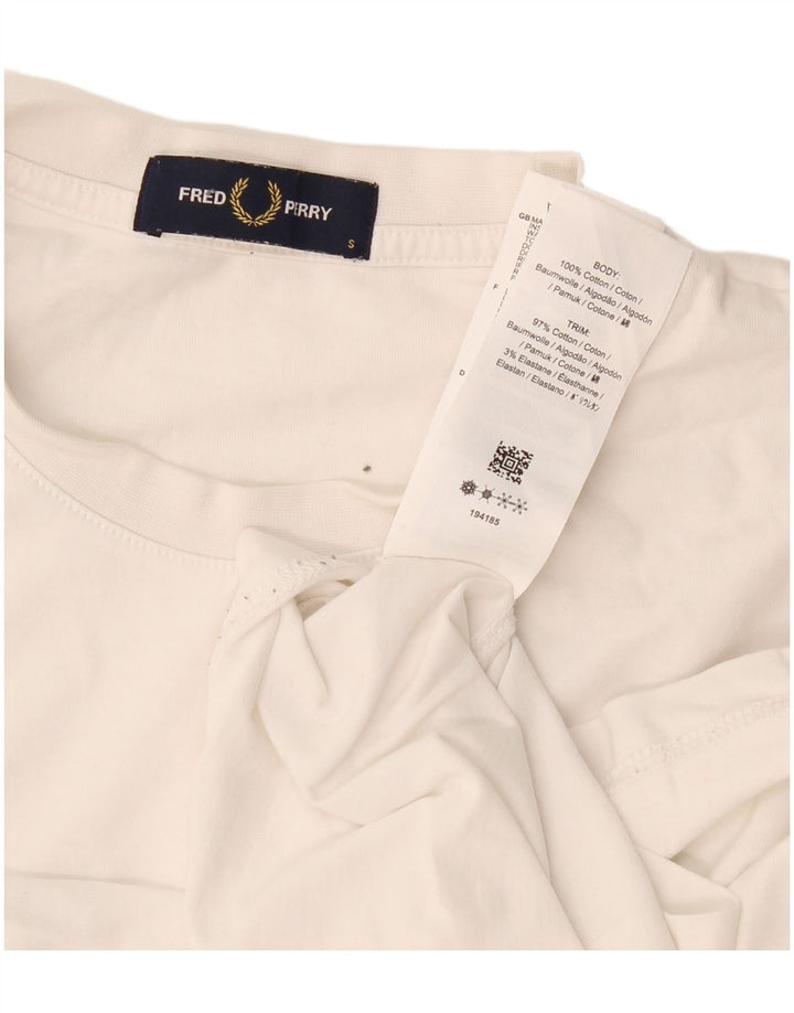 Fred Perry Mens Graphic T-Shirt Top Small White Cotton
