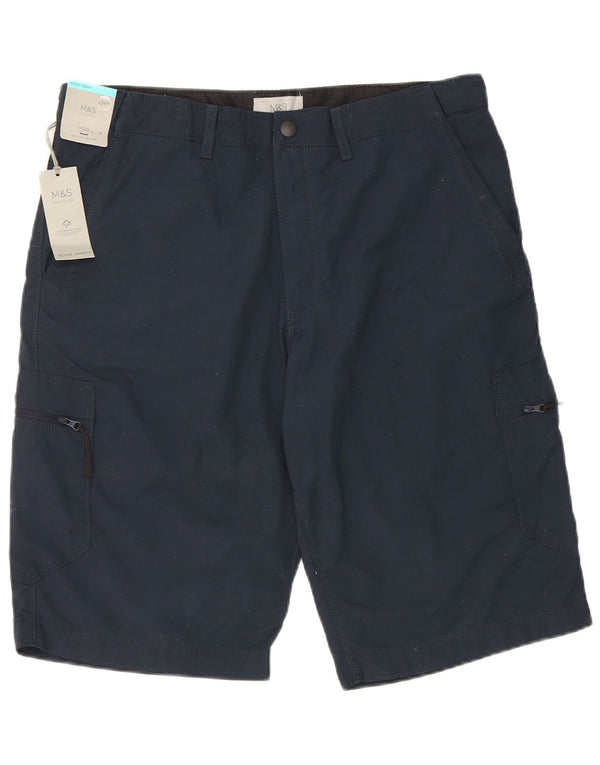 Marks & Spencer Mens Cargo Trousers W34 Large Navy Blue Cotton