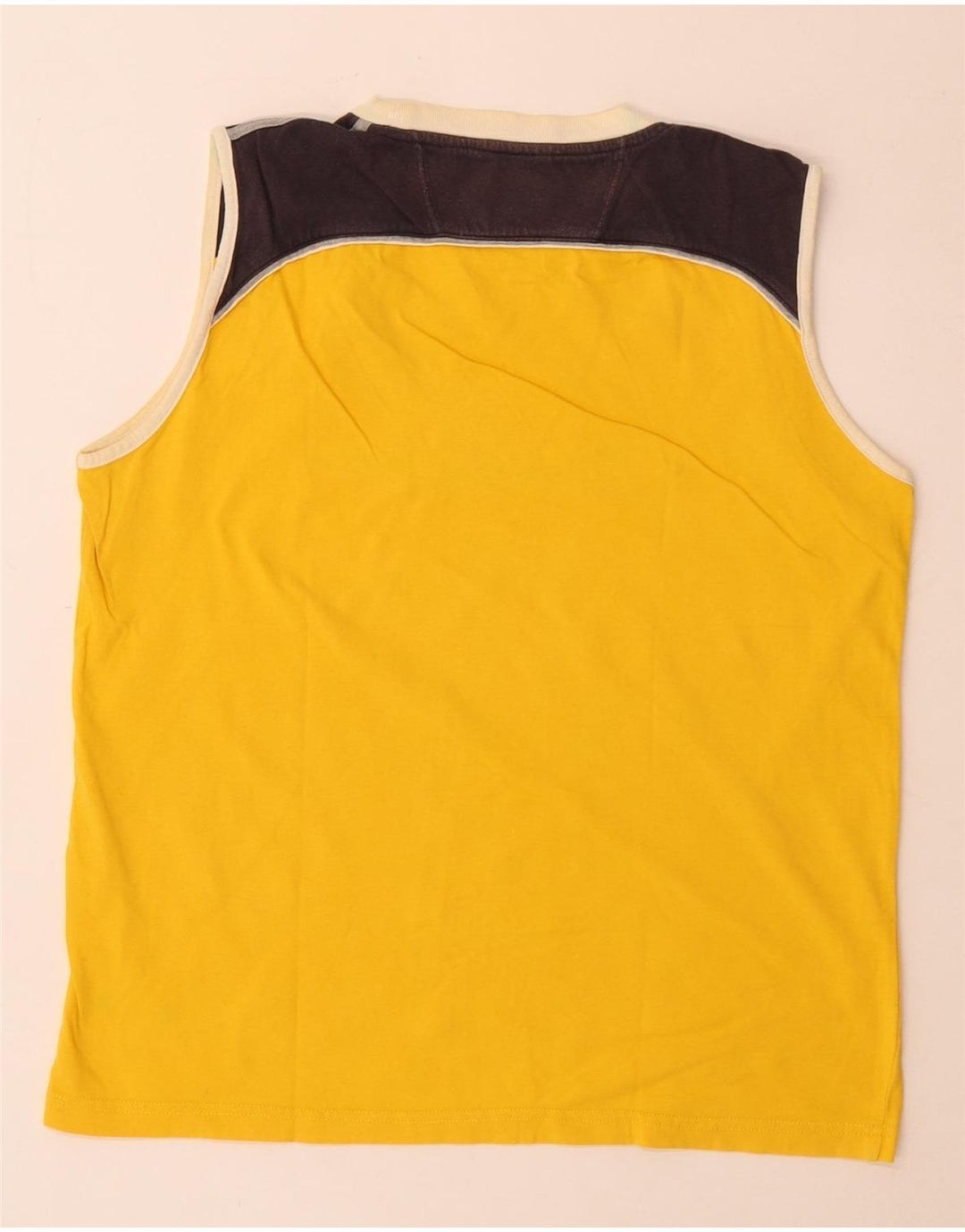 Champion Mens Graphic Vest Top Large Yellow Colourblock Cotton