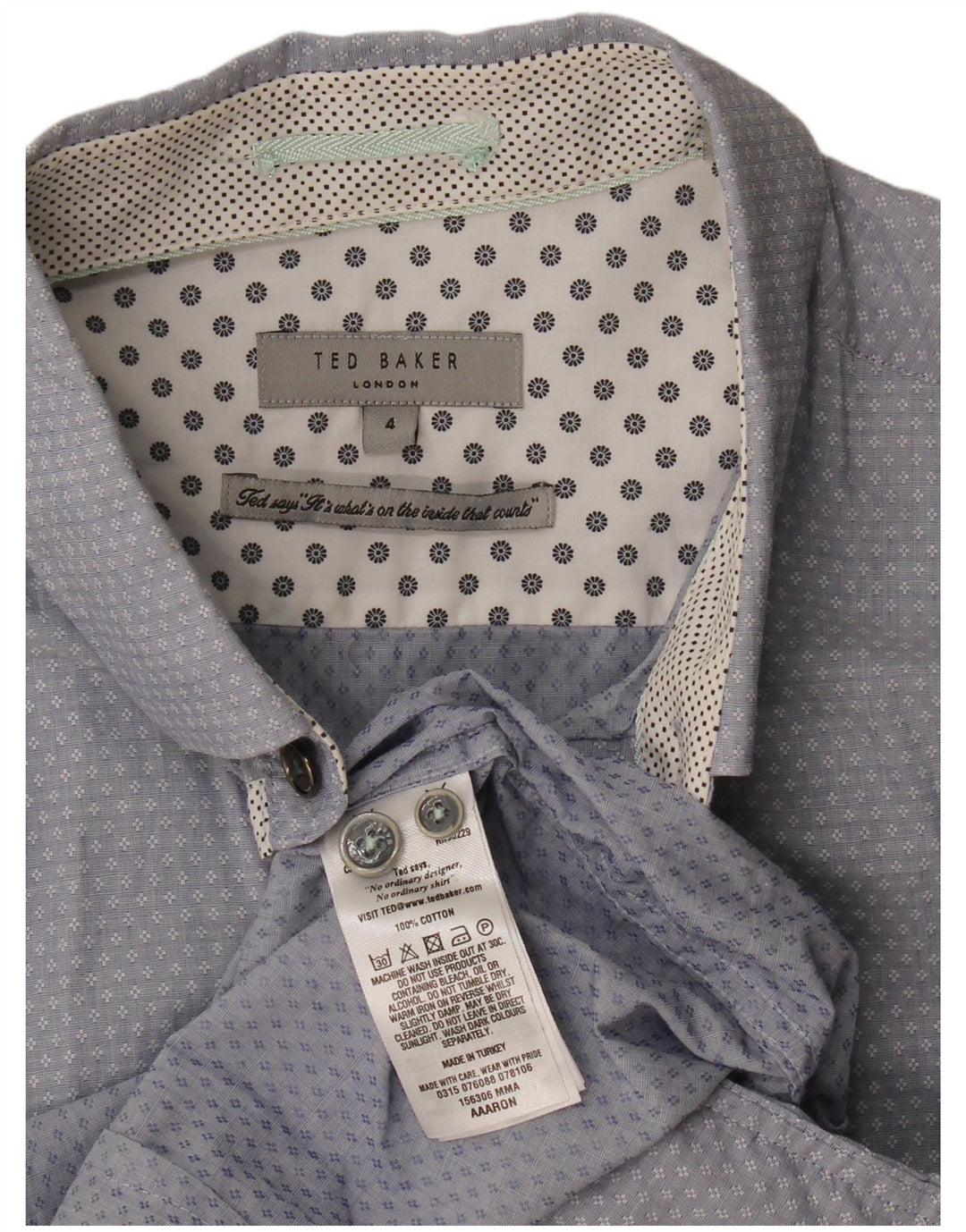 Ted Baker Mens Abstract Pattern Shirt Size 4 Large Blue Cotton