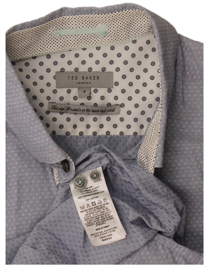Ted Baker Mens Abstract Pattern Shirt Size 4 Large Blue Cotton
