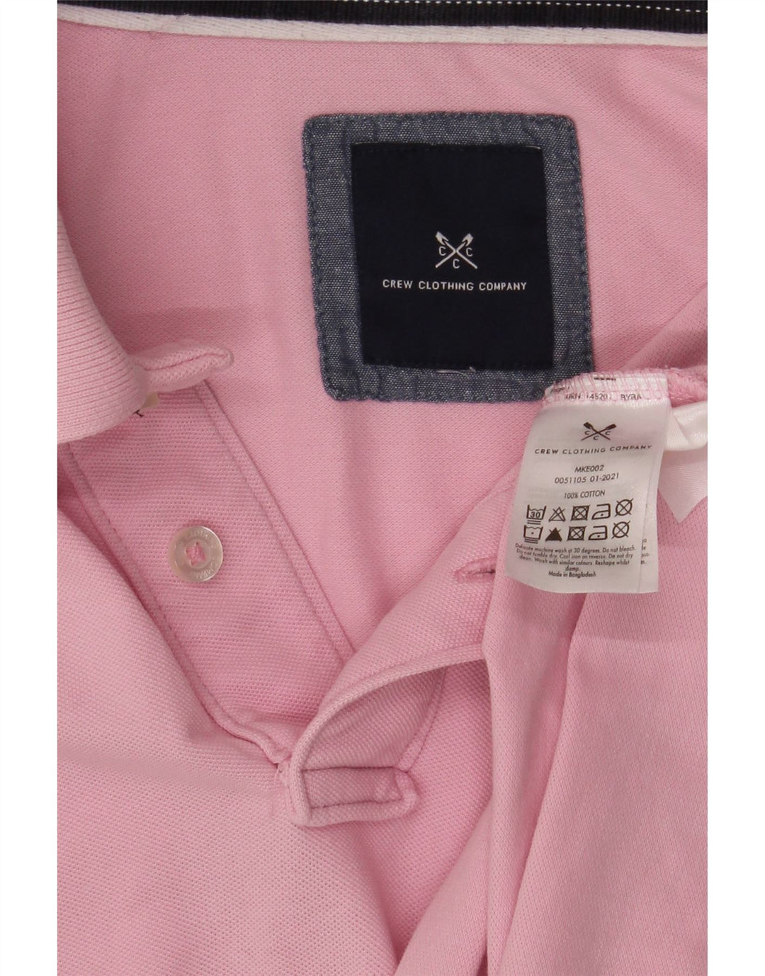 CREW CLOTHING Mens Polo Shirt 2XL Pink Cotton