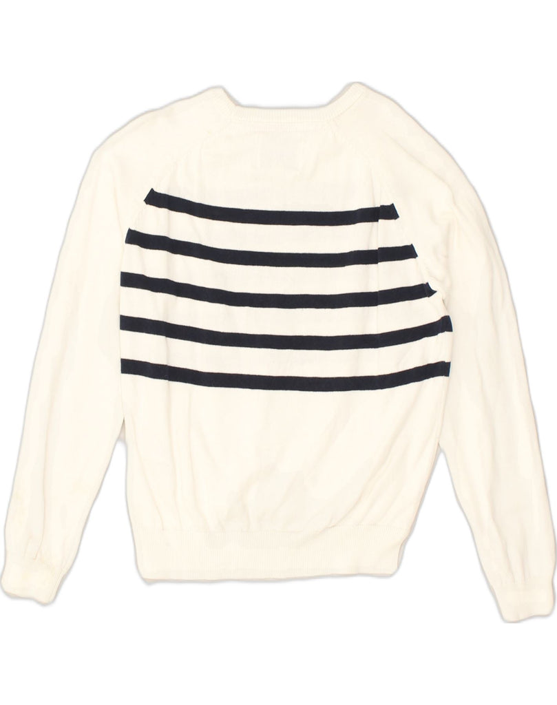 JACK WILLS Girls Boat Neck Jumper Sweater 10-11 Years White Striped Cotton | Vintage Jack Wills | Thrift | Second-Hand Jack Wills | Used Clothing | Messina Hembry 