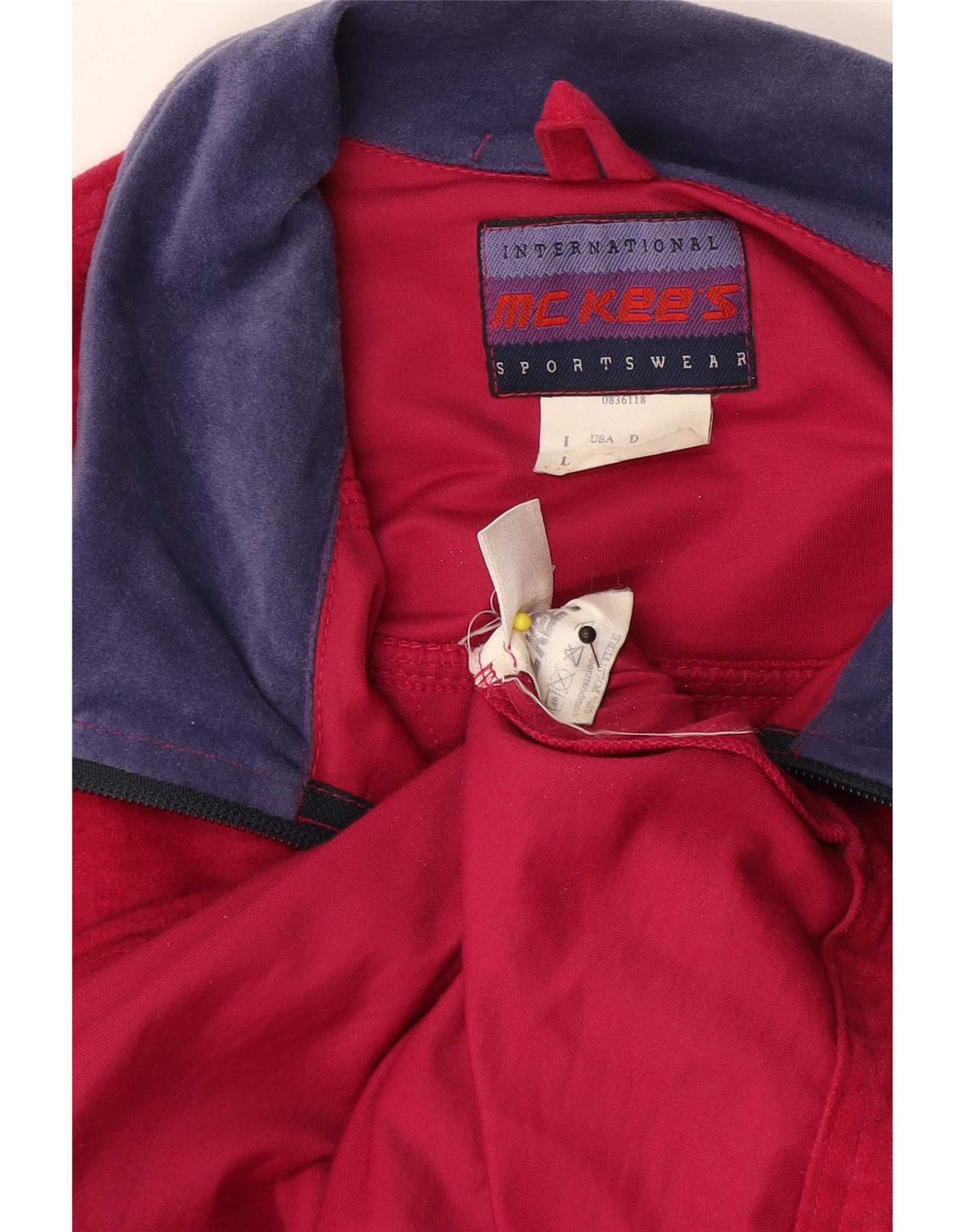 MC Kee's Mens Sleeveless Velour Tracksuit Top Jacket Large Pink Colourblock