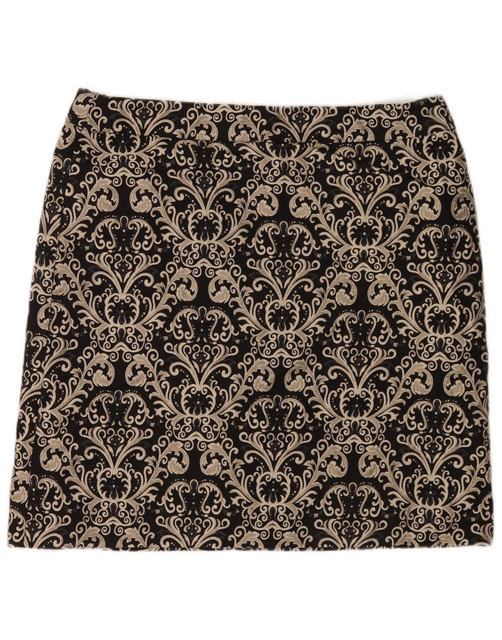 Marks & Spencer Womens Mini Skirt UK 14 Large W34 Gold Paisley Polyester