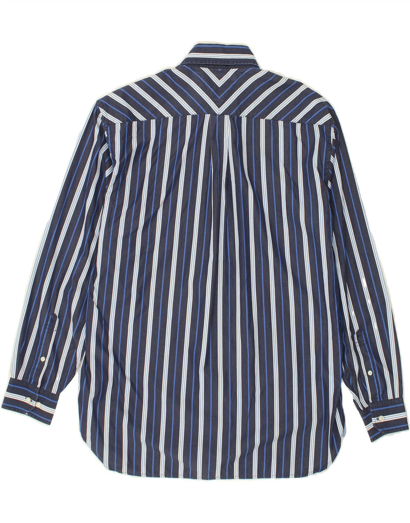 TOMMY HILFIGER Mens Shirt Medium Navy Blue Striped Cotton | Vintage Tommy Hilfiger | Thrift | Second-Hand Tommy Hilfiger | Used Clothing | Messina Hembry 