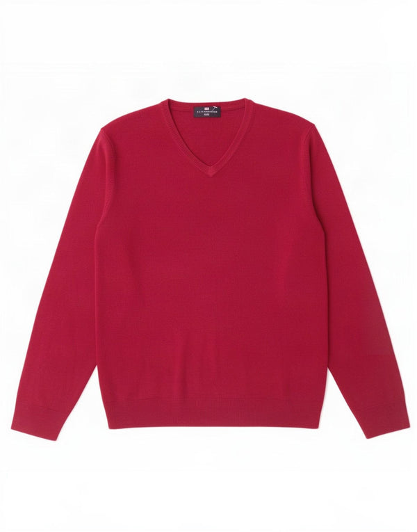 Marks & Spencer Mens Blue Harbour V-Neck Jumper Sweater Medium Burgundy
