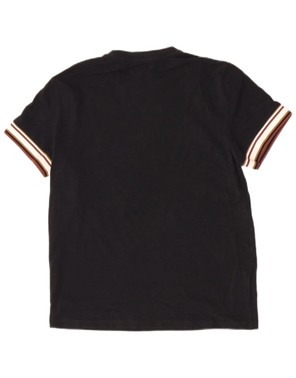 Fred Perry Mens T-Shirt Top Medium Black Colourblock Cotton