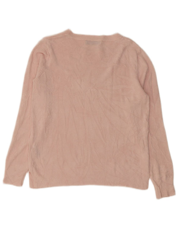 Marks & Spencer Womens Boat Neck Jumper Sweater UK 14 Medium Pink Acrylic