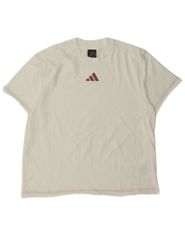 Adidas Womens T-Shirt Top UK 16/18 Large White Cotton