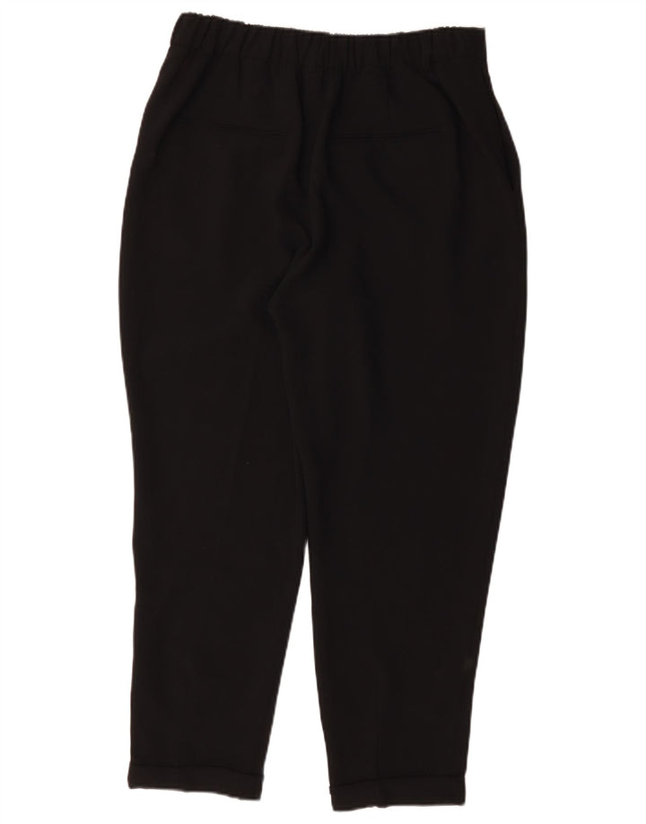 Zara Womens High Waist Cropped Trousers Large W32 L25 Black Polyester