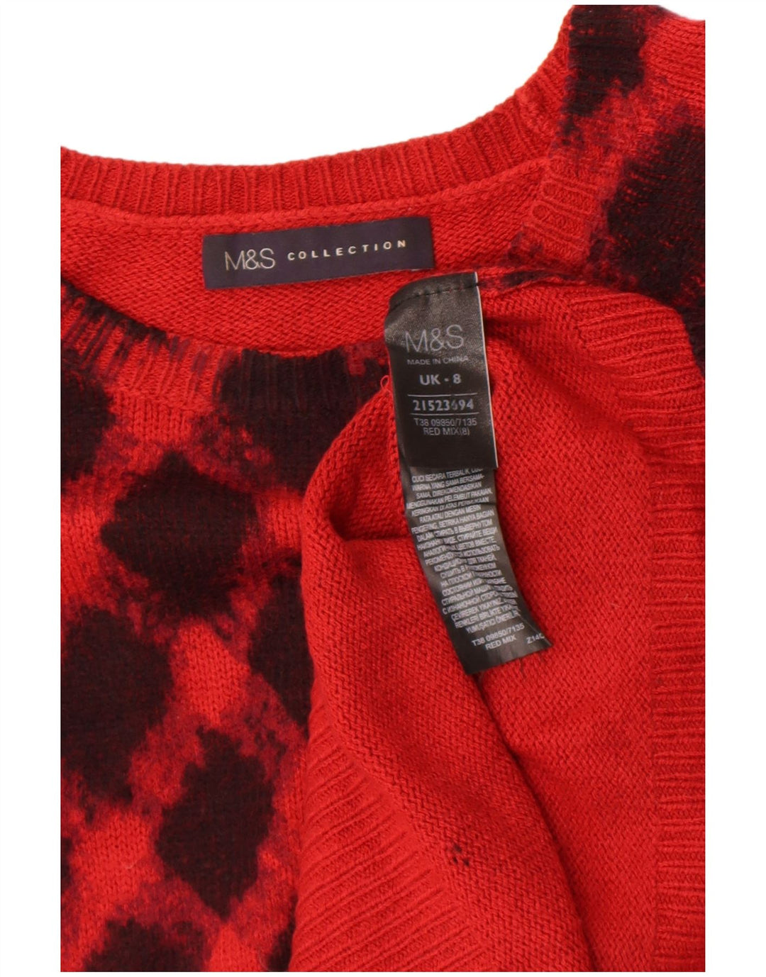 Marks & Spencer Womens Boat Neck Jumper Sweater UK 8 Small Red