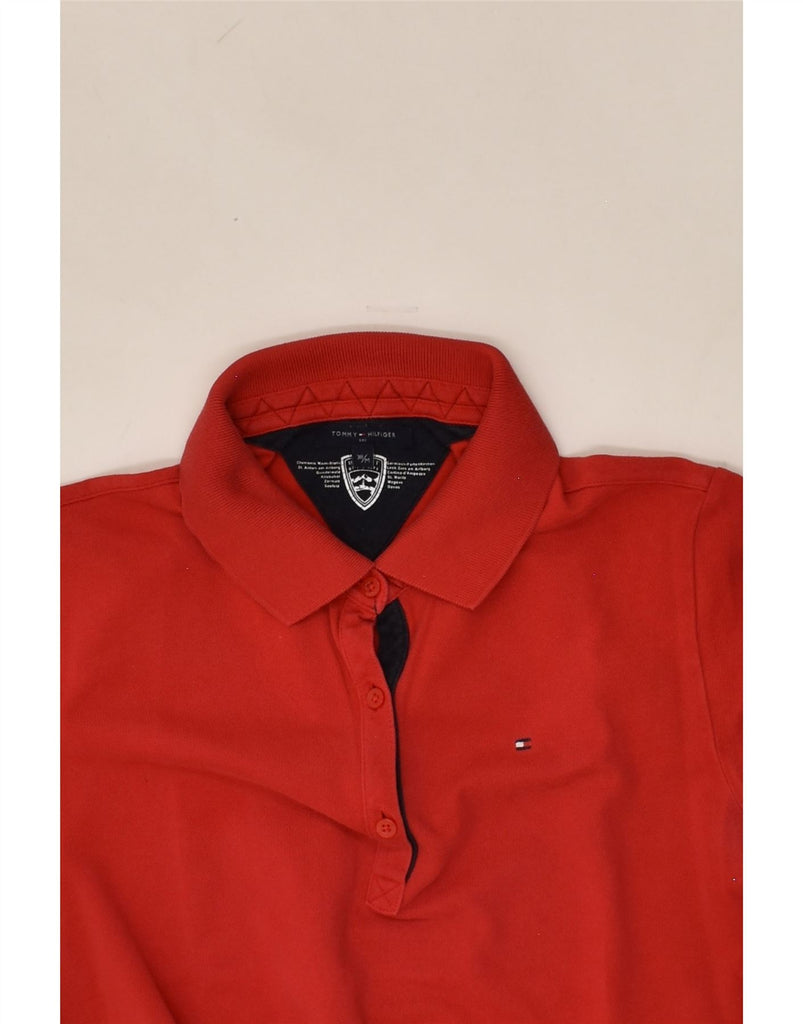 TOMMY HILFIGER Womens Polo Shirt UK 14 Medium Red Cotton | Vintage Tommy Hilfiger | Thrift | Second-Hand Tommy Hilfiger | Used Clothing | Messina Hembry 