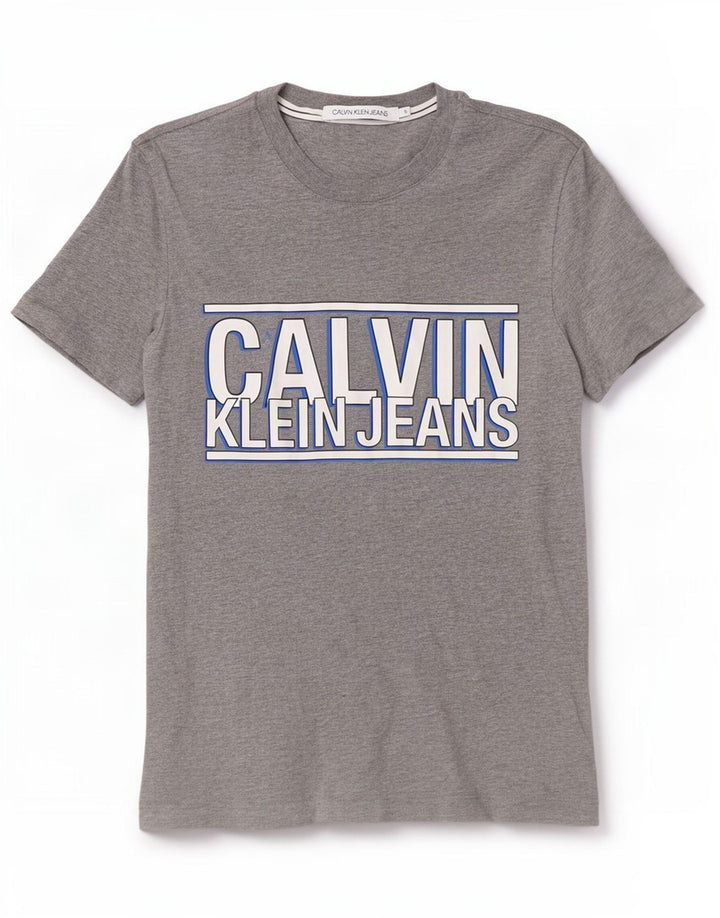 Calvin Klein Jeans Mens Graphic T-Shirt Top Small Grey Cotton