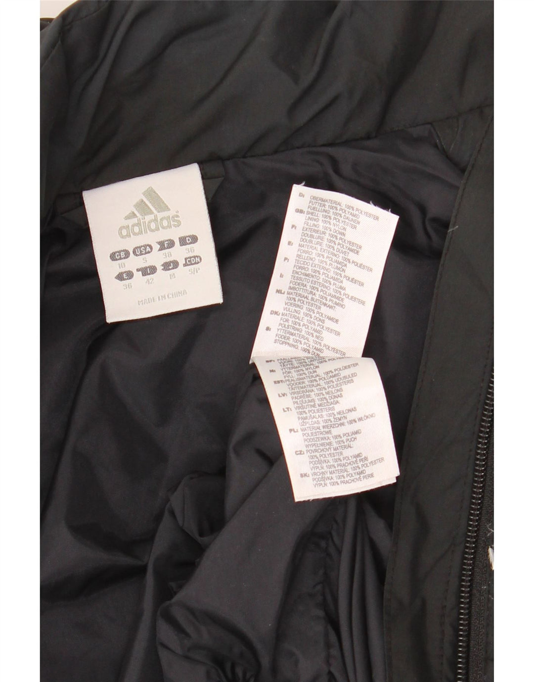 ADIDAS Womens Oversized Hooded Padded Jacket UK 10 Small  Black Polyester