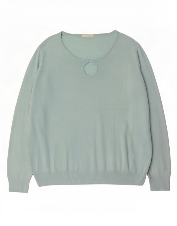 Marks & Spencer Womens Boat Neck Jumper Sweater UK 22 3XL Turquoise Acrylic