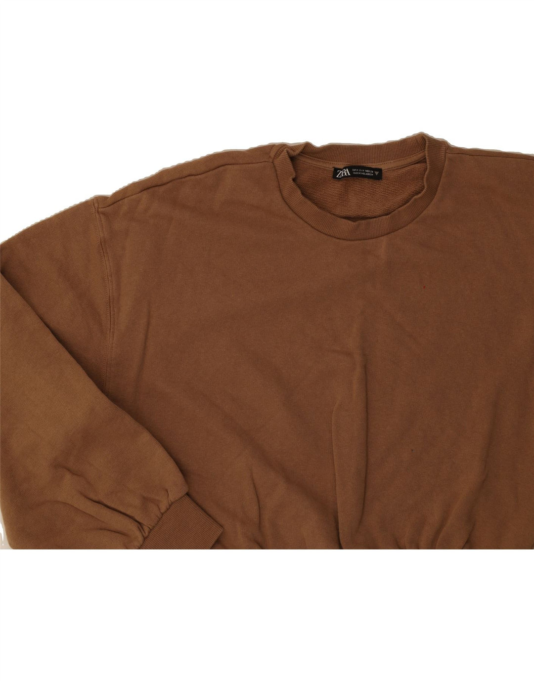 ZARA Womens Crop Sweatshirt Jumper UK 14 Medium Brown Cotton Vintage Zara and Second-Hand Zara from Messina Hembry 