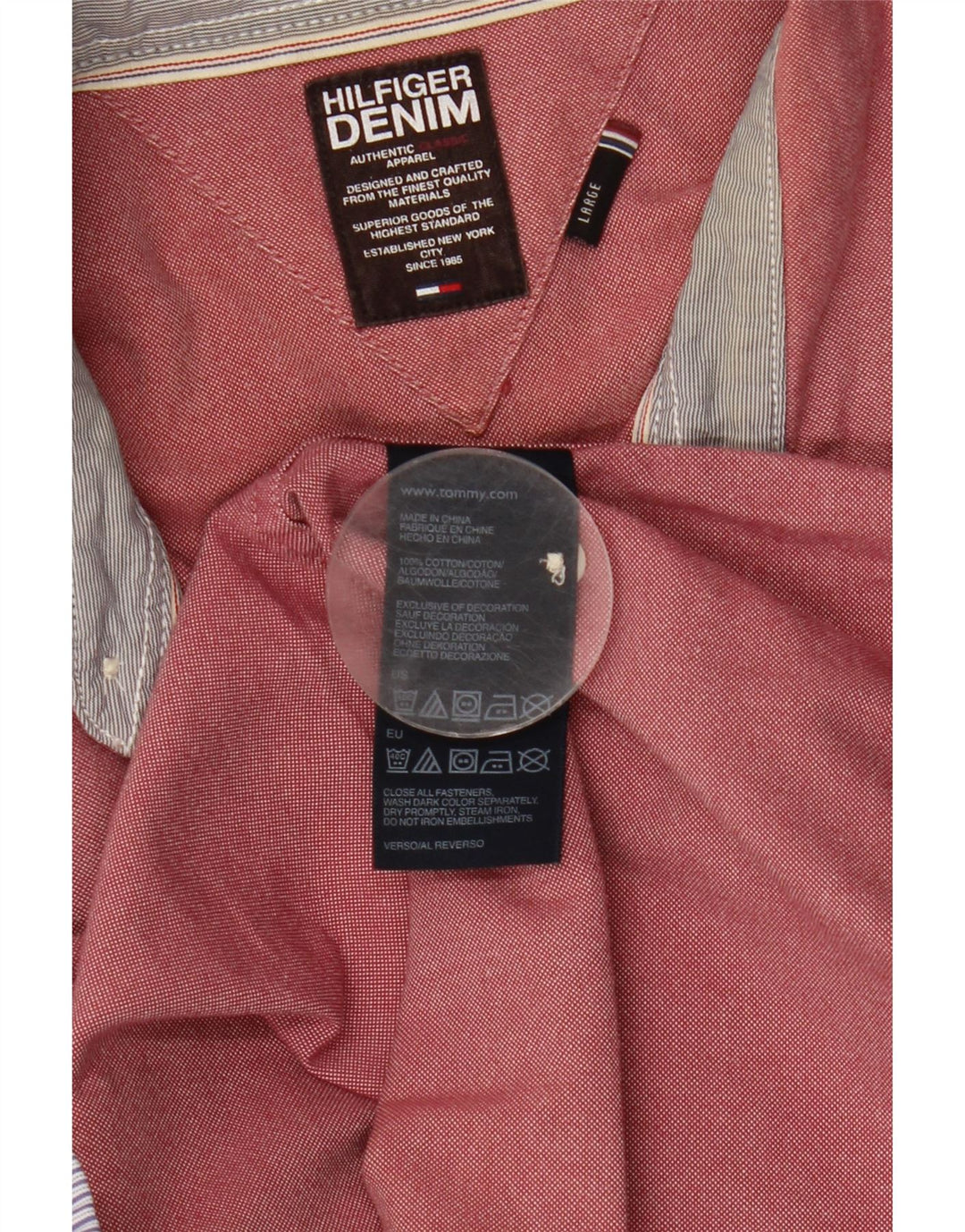 Tommy Hilfiger Mens Shirt Large Pink Cotton