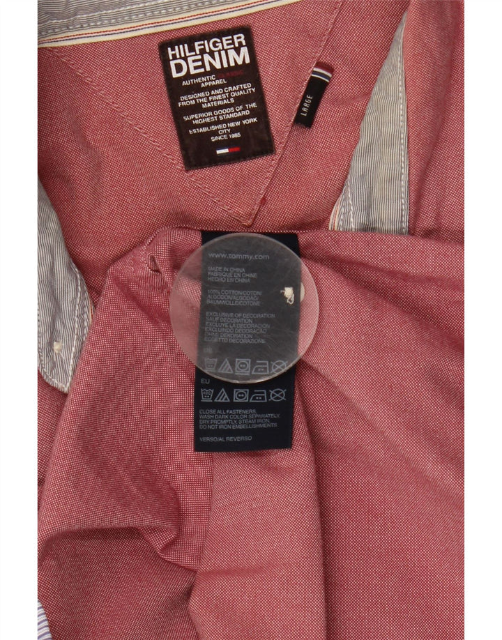 Tommy Hilfiger Mens Shirt Large Pink Cotton