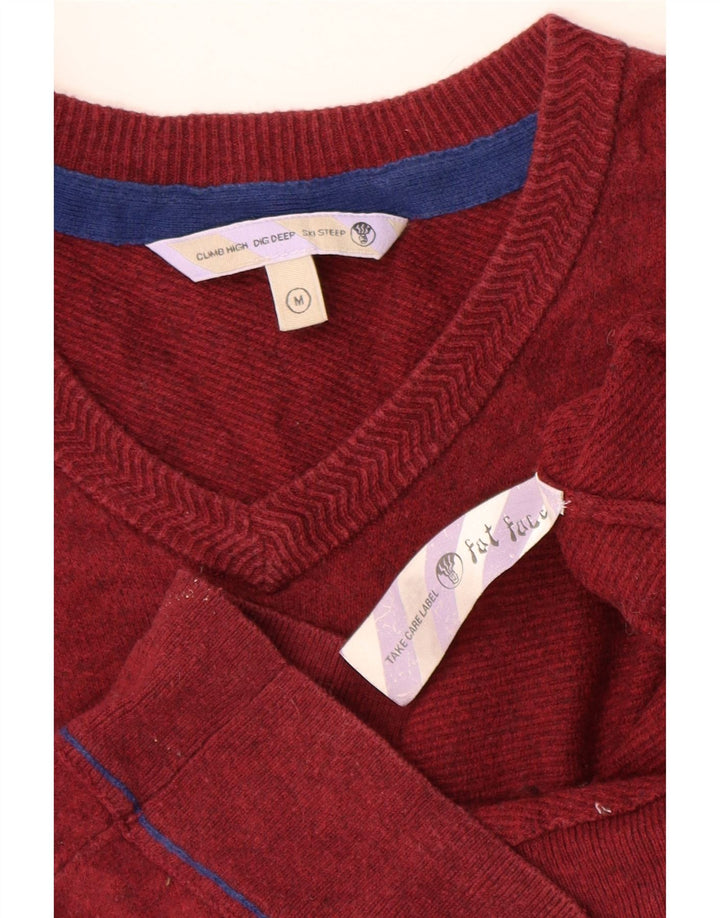 FAT FACE Mens V-Neck Jumper Sweater Medium Red Cotton